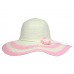 Wide Brim Hat - 2 Tones w/ Flower - Pink - HT-H2270PK